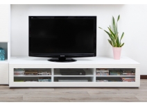 Meuble TV design lumineux 1.89 m blanc SYMBIOSIS