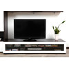 Meuble TV design lumineux 1.89 m chocolat et blanc laqu&eacute; SYMBIOSIS