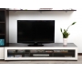 Meuble TV design lumineux 1.89 m chocolat et blanc SYMBIOSIS