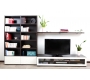 Meuble TV design lumineux 1.89 m chocolat et blanc SYMBIOSIS
