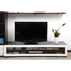 Meuble TV design lumineux 1.89 m chocolat et blanc SYMBIOSIS