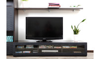 Meuble TV design lumineux 1.89 m chocolat et noir SYMBIOSIS