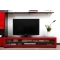 Meuble TV design lumineux 1.89 m chocolat et rouge laqu&eacute; SYMBIOSIS