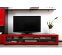 Meuble TV design lumineux 1.89 m chocolat et rouge laqu&eacute; SYMBIOSIS