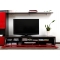 Meuble TV design lumineux 1.89 m chocolat et rouge laqu&eacute; SYMBIOSIS