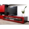 Meuble TV design lumineux 1.89 m chocolat et rouge laqu&eacute; SYMBIOSIS