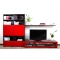 Meuble TV design lumineux 1.89 m chocolat et rouge laqu&eacute; SYMBIOSIS