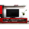 Meuble TV design lumineux 1.89 m chocolat et rouge laqu&eacute; SYMBIOSIS