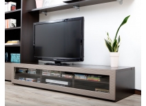 Meuble TV design lumineux 1.89 m chocolat et taupe SYMBIOSIS