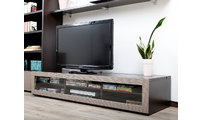 Meuble TV design lumineux 1.89 m chocolat et taupe SYMBIOSIS