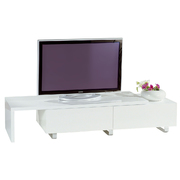 Meuble TV laqu&eacute; blanc extensible NEW YORK image pub1
