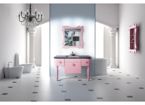 Meubles de salle de bain : vasque, meuble sous vasque, &eacute;tag&egrave;re et miroir VICKY