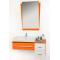 Meubles de salle de bains orange Pop : vasque, meuble sous vasque et miroir