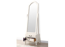 Miroir psych&eacute; baroque bois blanc BIANCA