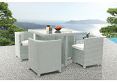 Mobilier de jardin r&eacute;sine tress&eacute;e table et chaises gris GRECQUES