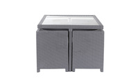 Mobilier de jardin r&eacute;sine tress&eacute;e table et chaises gris GRECQUES