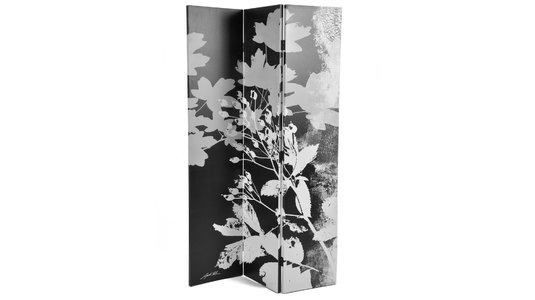 Paravent 3 vantaux FLORA bois et tissu image 1