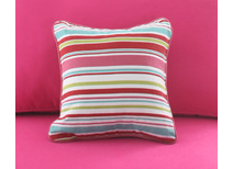Petit coussin 40x40 coton ray&eacute; anis et rose