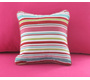Petit coussin 40x40 coton ray&eacute; anis et rose
