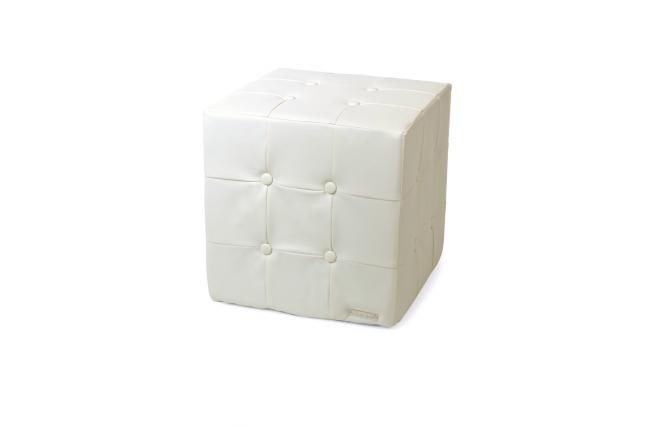 Pouf blanc moderne carr&eacute; Angelo