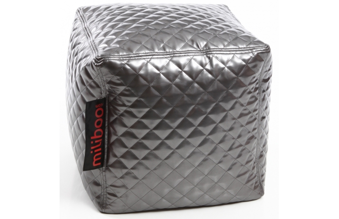 Pouf design carr&eacute; argent CUBAG TREND