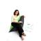 Pouf design polyester bicolore gris et vert anis SMALL MILIBAG 
