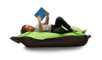 Pouf design polyester bicolore gris et vert anis SMALL MILIBAG 