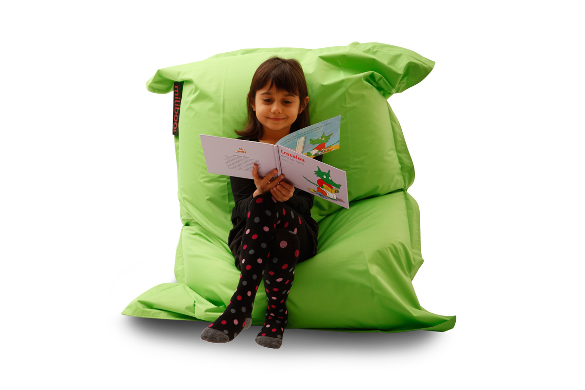 Pouf design polyester vert anis SMALL MILIBAG