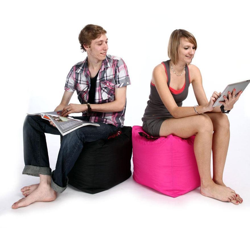 Pouf design waterproof carr&eacute; rose fuchsia CUBAG