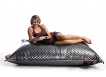Pouf g&eacute;ant design matelass&eacute; argent&eacute; BIG MILIBAG TREND 