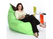 Pouf g&eacute;ant design polyester bicolore marron et vert anis BIG MILIBAG 