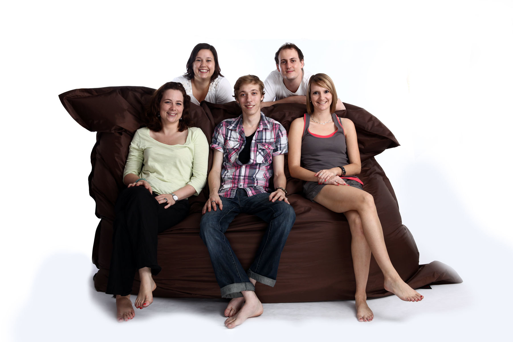 SOLDES Pouf g&eacute;ant design polyester marron FAMILY BAG