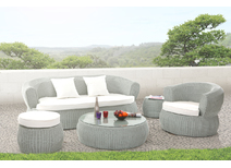 Salon de jardin r&eacute;sine tress&eacute;e complet gris GRENADINES