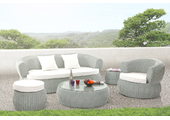 Salon de jardin r&eacute;sine tress&eacute;e complet gris GRENADINES