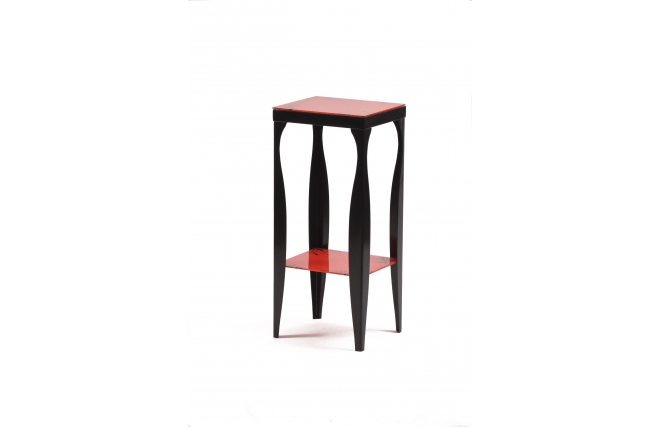 Sellette rouge moderne en acier et verre tremp&eacute; Baroca