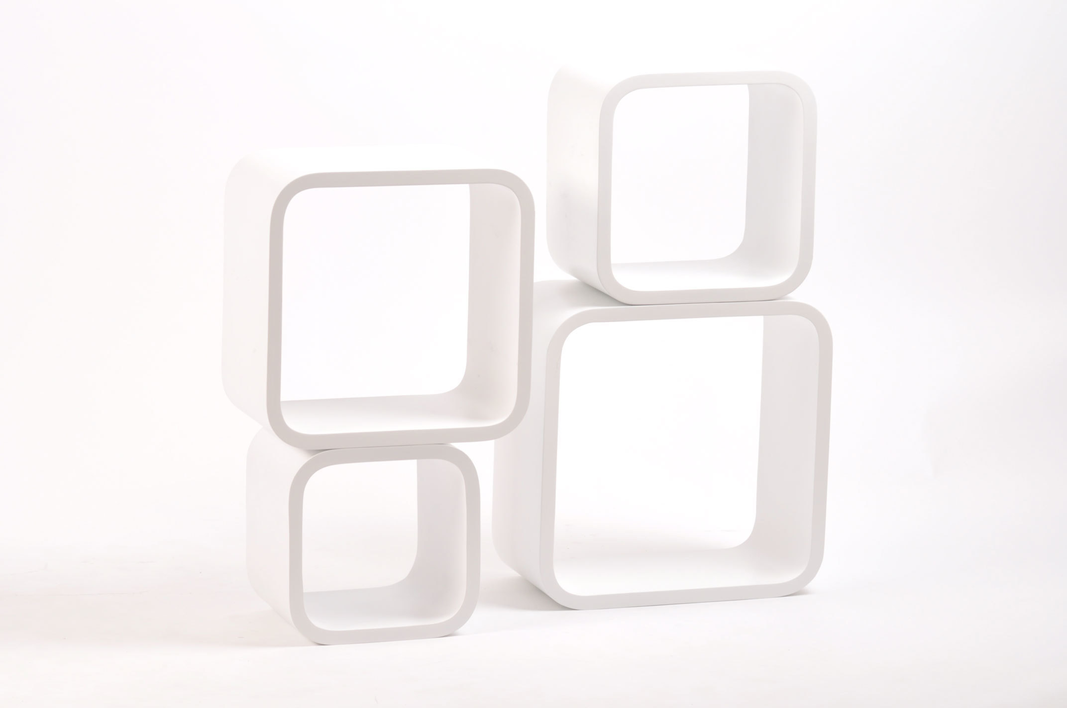 Set de 4 &eacute;tag&egrave;res carr&eacute;es POP coloris blanc