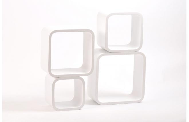 Set de 4 &eacute;tag&egrave;res carr&eacute;es POP coloris blanc