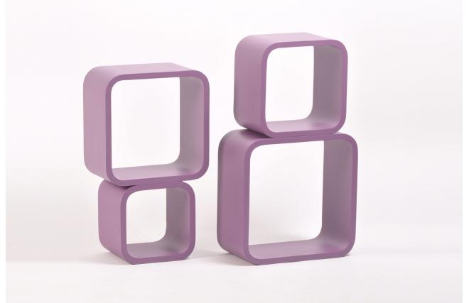 Set de 4 &eacute;tag&egrave;res carr&eacute;es POP coloris violet