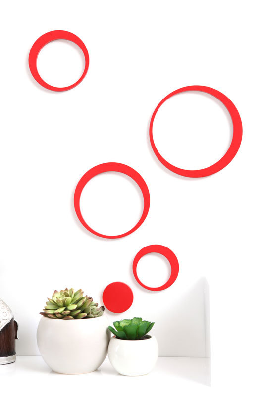 Stickers muraux 3D rouges BUBBLES