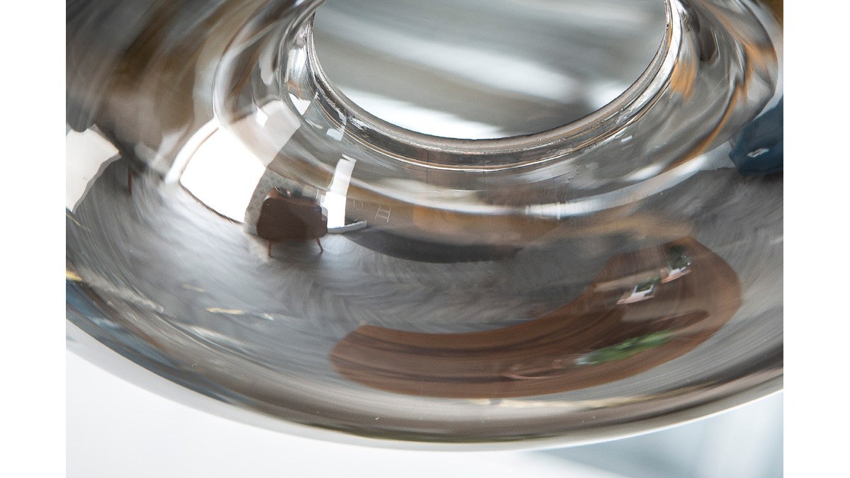 Suspension design en verre souffl noir transparent D29 cm MISTIC