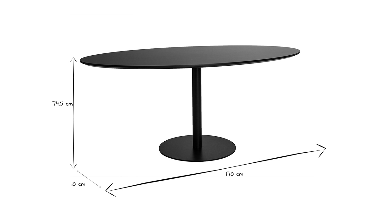 Table  manger design noire ovale L170 cm HALIA