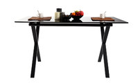 Table &agrave; manger design noire verre tremp&eacute; ALEXA