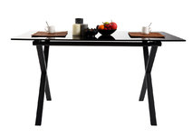 Table &agrave; manger design noire verre tremp&eacute; ALEXA
