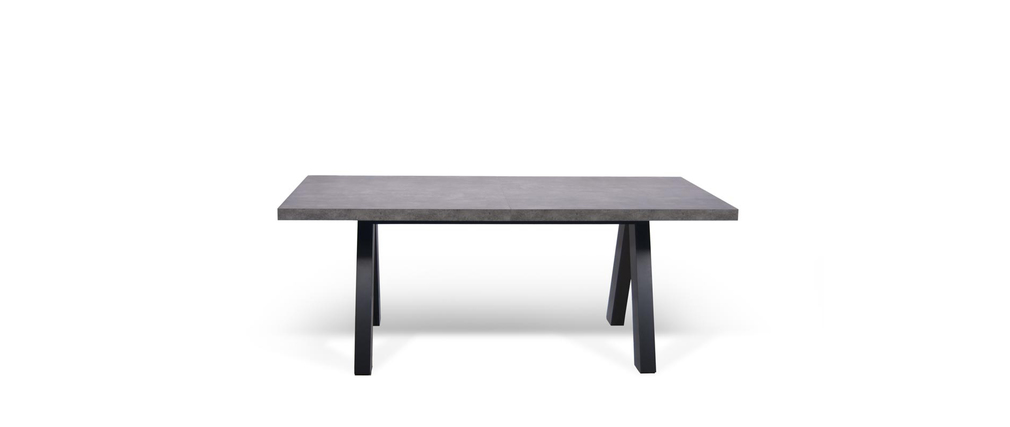 table manger extensible design noir mat et beton kallai