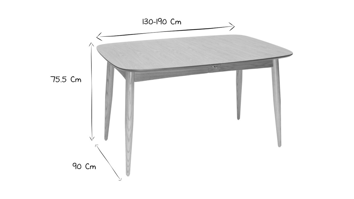 Table  manger extensible frne L130-190 cm NORDECO
