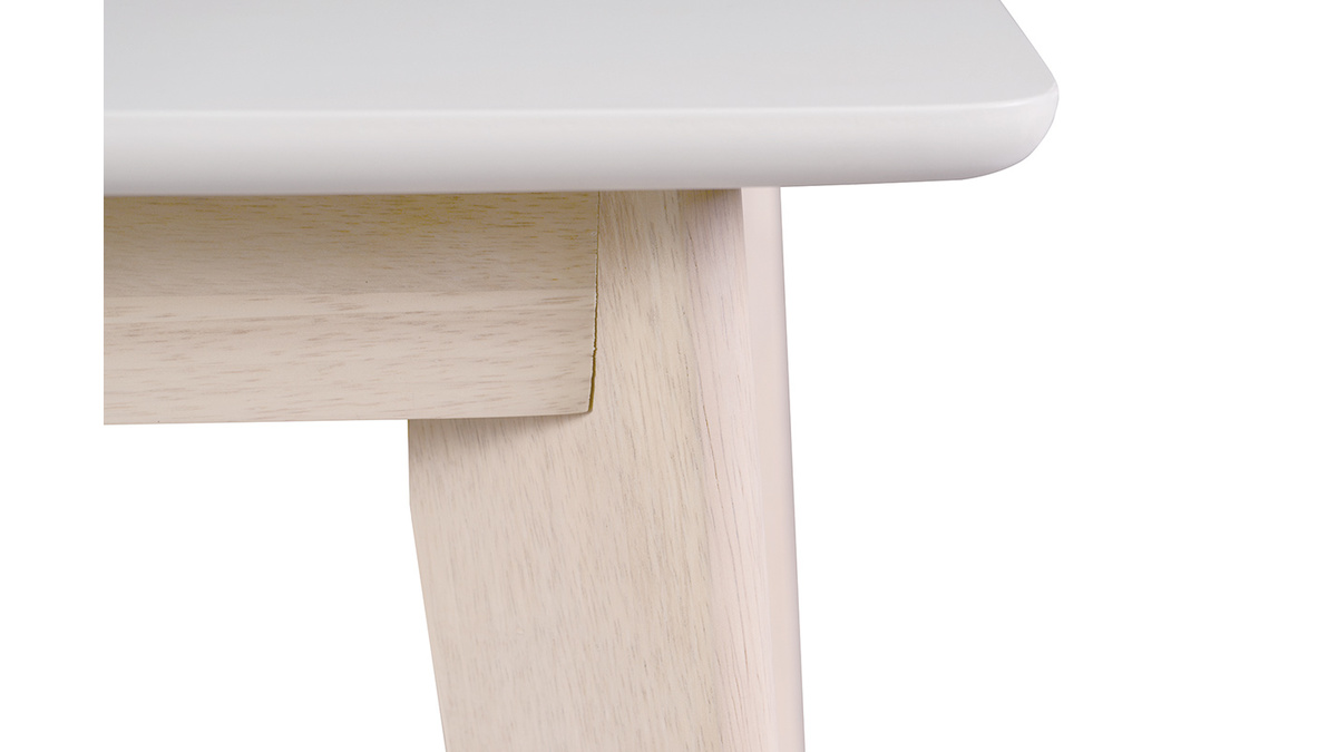 Table  manger extensible scandinave blanc et bois clair L150-200 cm LEENA
