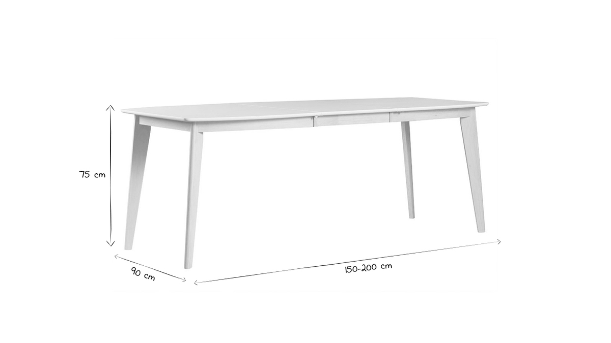 Table  manger extensible scandinave blanc et bois clair L150-200 cm LEENA