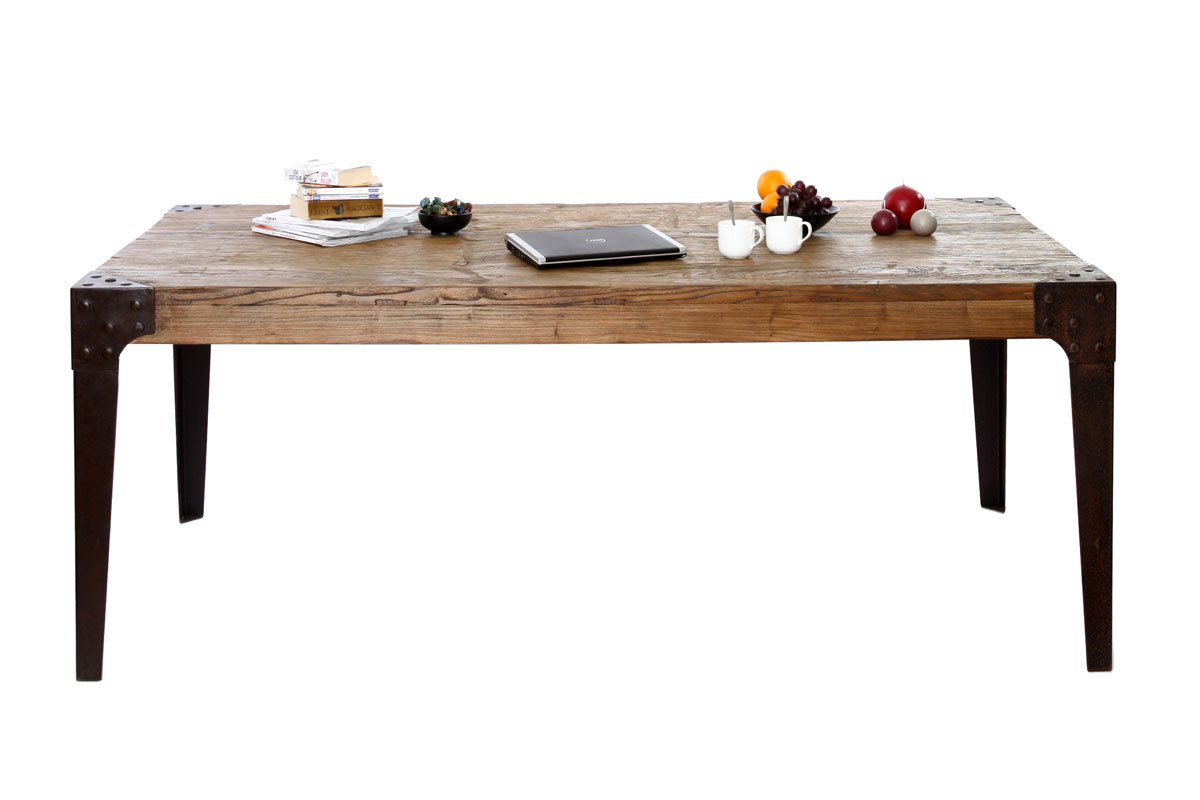 Table &agrave; manger industrielle acier et bois MADISON