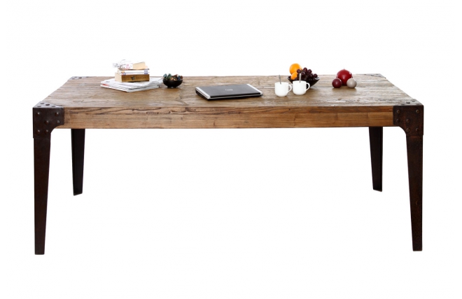 Table &agrave; manger industrielle acier et bois MADISON