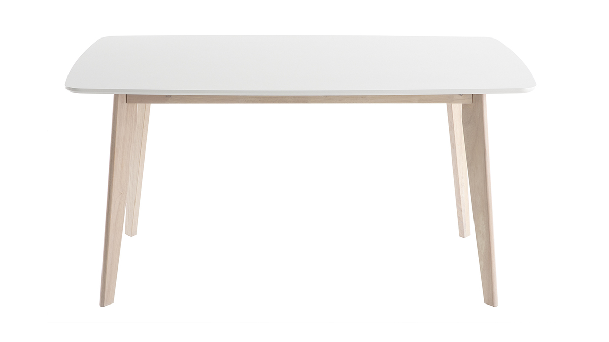 Table  manger scandinave blanc et bois clair rectangulaire L150 cm LEENA